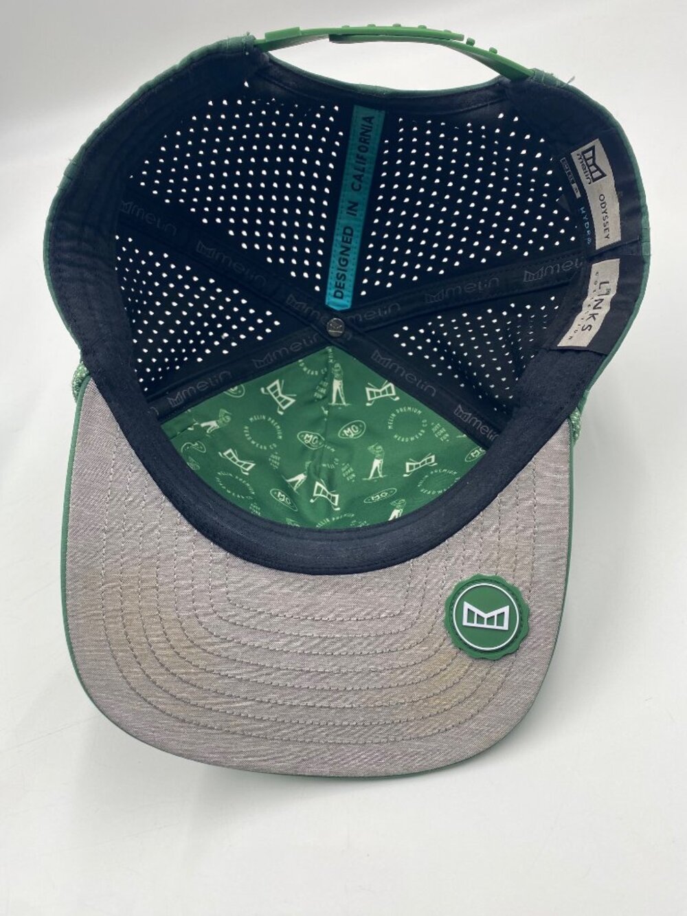 Melin Odyssey Hydro Hat Size XL Green Argyle SnapBack Golf Outdoor Cap - Picture 6 of 9